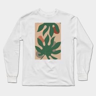 Botanical Leaves - Minimalist Abstract Long Sleeve T-Shirt